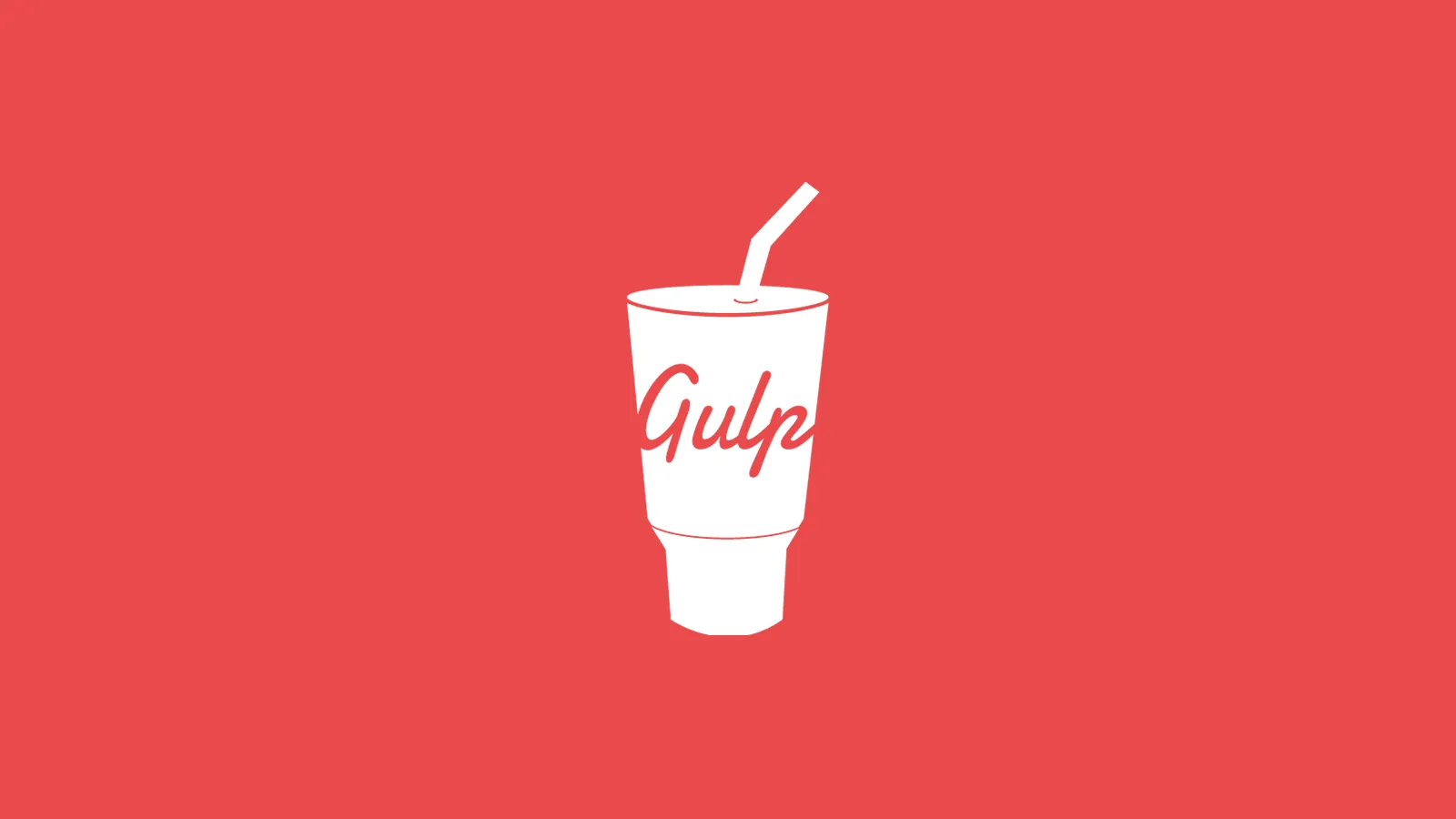 Gulp Logo in white against a red background